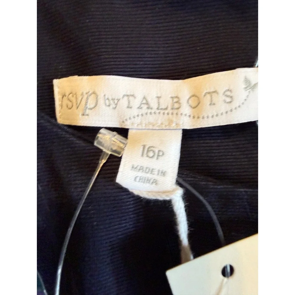 Talbots Navy Sleeveless Top with Colorful Floral and Insect Appliqués